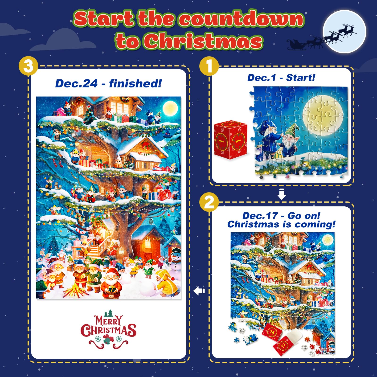 Advent Puzzle Calendar 2024 For Kids And Adults, 24 Days Christmas Countdown Calendars, Christmas Gifts For Boys Girls,1008 Piec