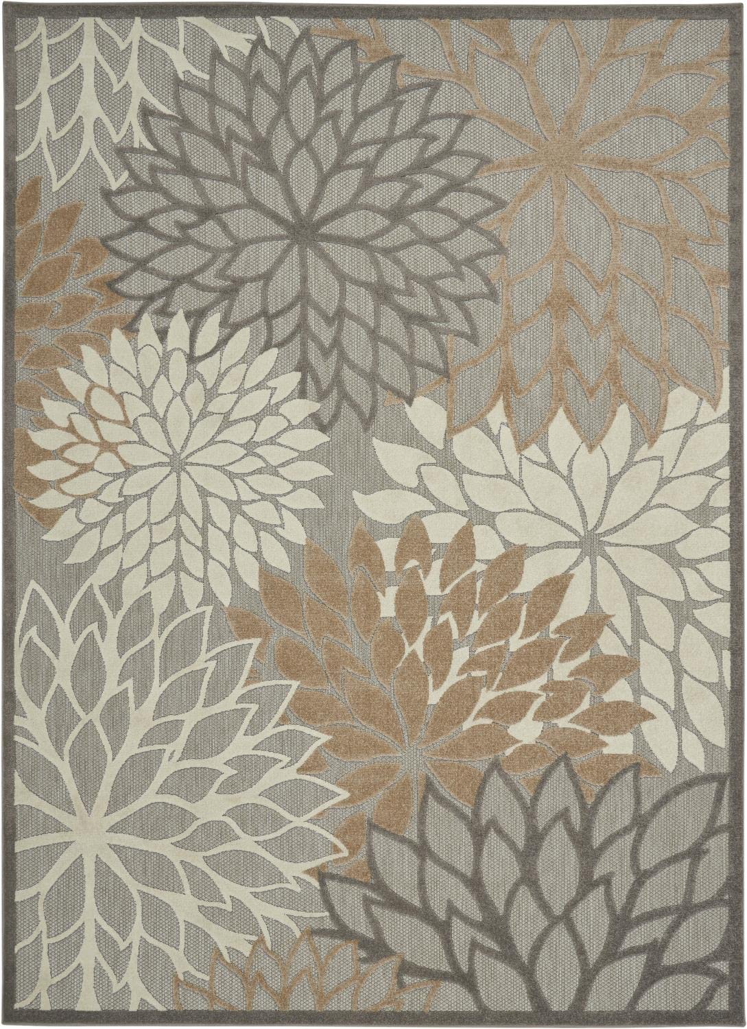 Nourison Aloha Indoor/Outdoor Natural 9'6' X 13' Area -Rug, Tropical, Botanical, Easy Cleaning, Non Shedding, Bed Room, Living
