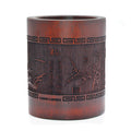 Medifier Vintage Chinese Bamboo Wood Desk Pen Pencil Cup Holder (Plum Blossoms, Orchid, Bamboo And Chrysanthemum)