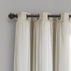 Lush Decor Sheer Grommet Curtains With Insulated Blackout Lining, Window Curtain Panels, Pair, 38''W X 63''L, Wheat - Curtain Wi