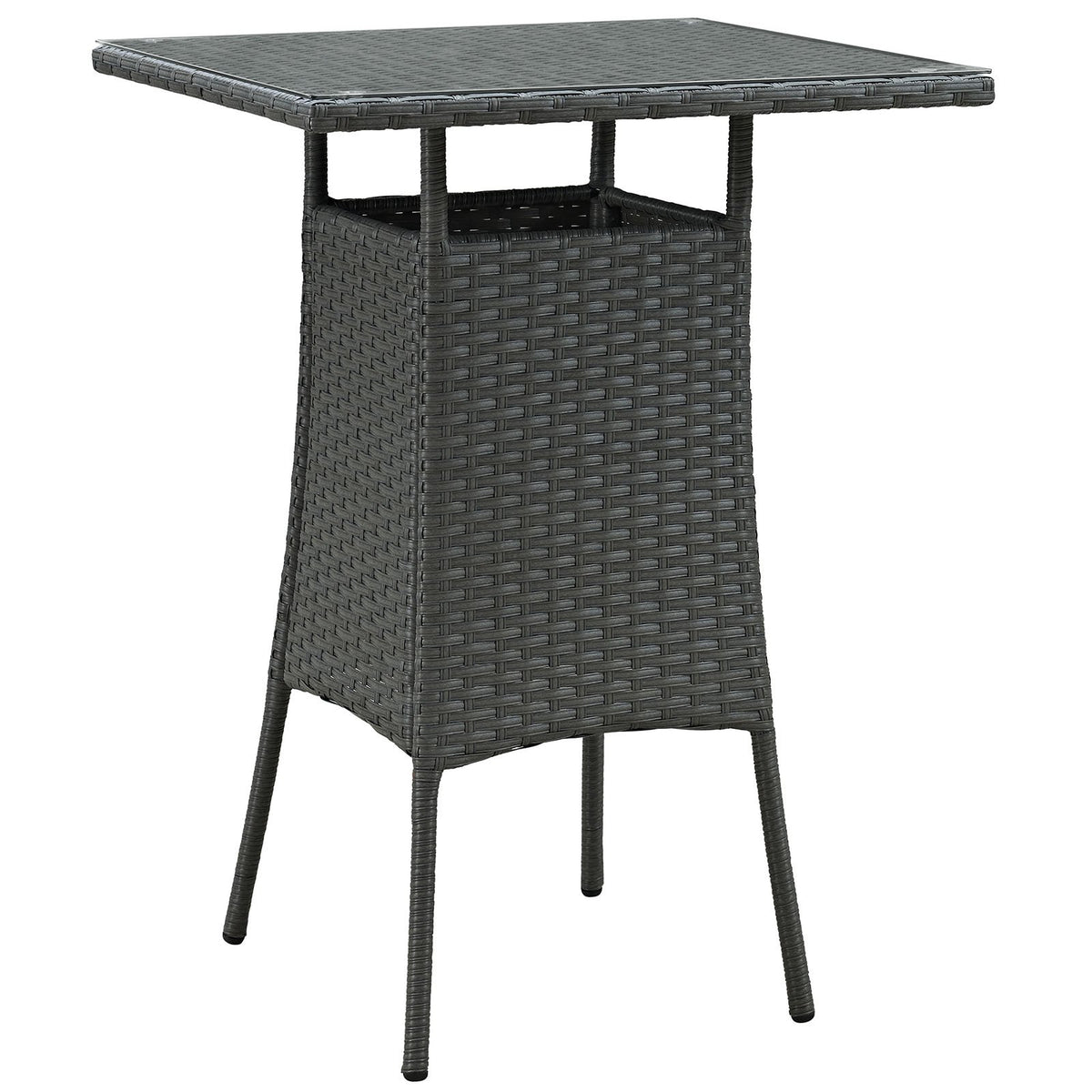 Modway Sojourn Wicker Rattan Outdoor Patio Square Bar Table in Chocolate