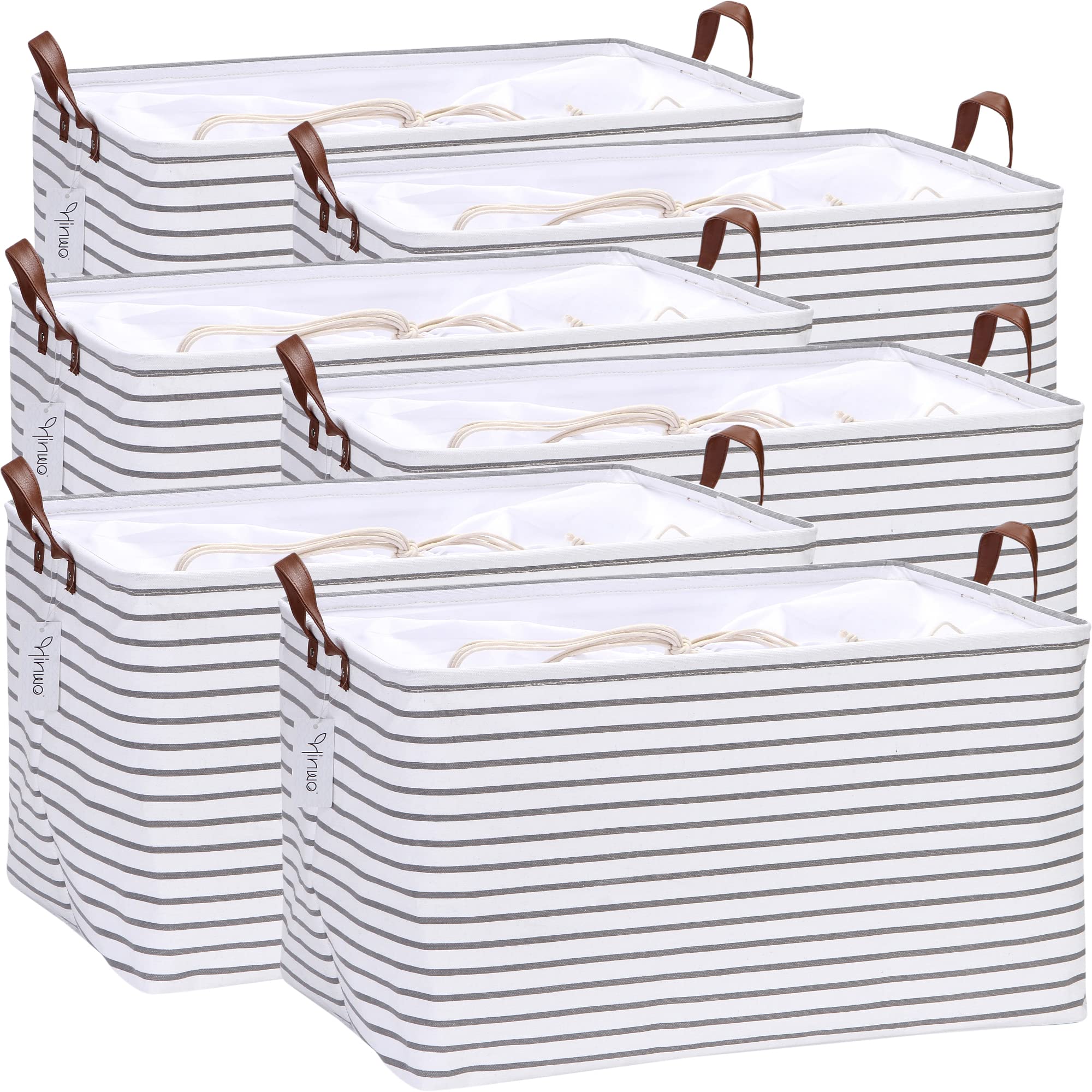 Hinwo 70L Extra Large Storage Bins, 6-Pack Closet Organizers and Storage, Foldable Clothes Storage Baskets with Handles, Contain