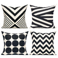 All Smiles Black Beige Outdoor Throw Pillow Covers 18X18 Set Of 4 Boho Mid Century Stripes Decorative Accent Cushion For Sofa Pa