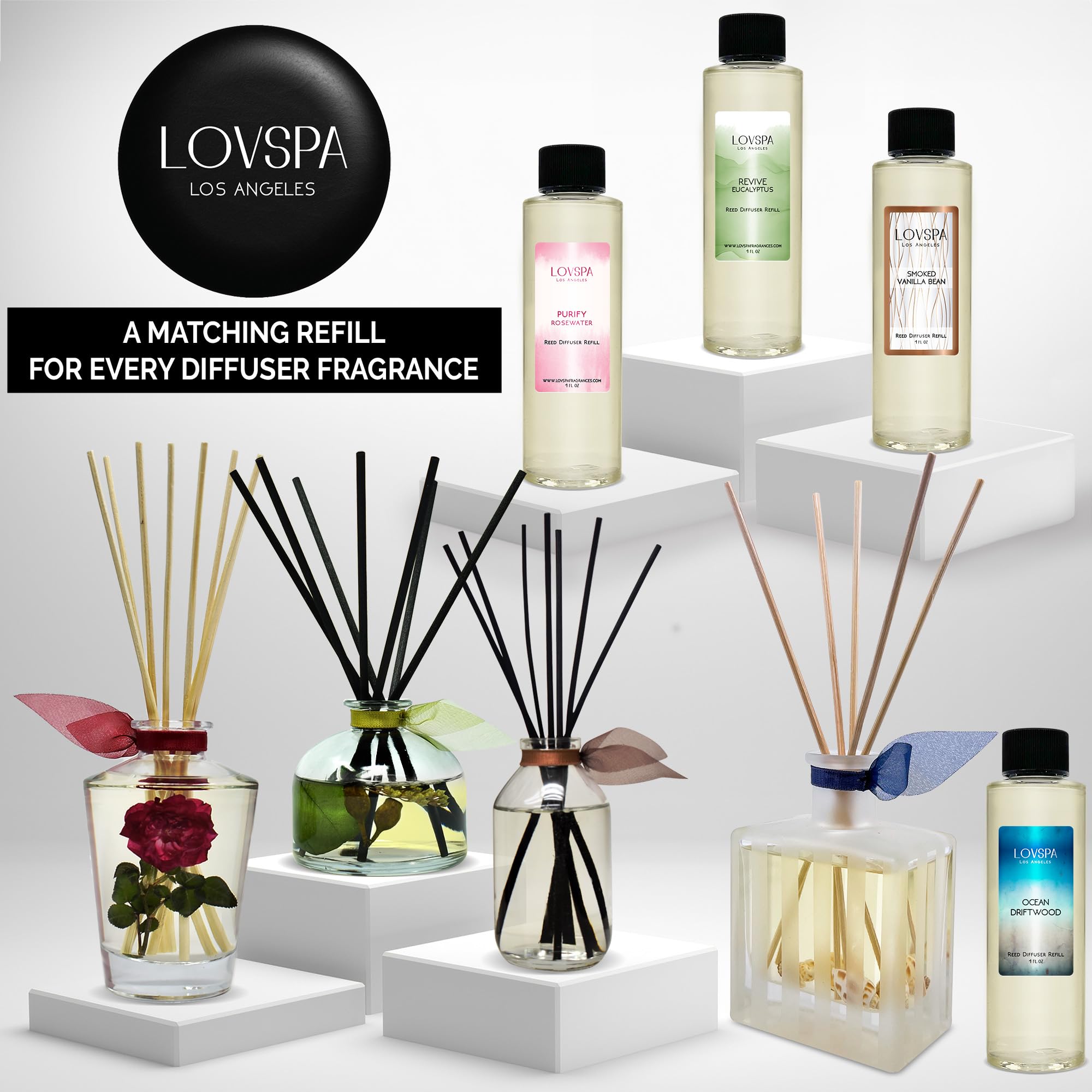 Lovspa Coastal Citrus Scented Reed Diffuser Set - Fresh Scent Diffuser For Home - Non-Toxic Oil Reed Diffuser - Made In The Usa