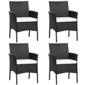 Relax4Life Wicker Patio Chairs Set Of 4, Indoor Outdoor Pe Rattan Armchairs W/Cane Back, Seat Cushions For Bistro Porch Poolside