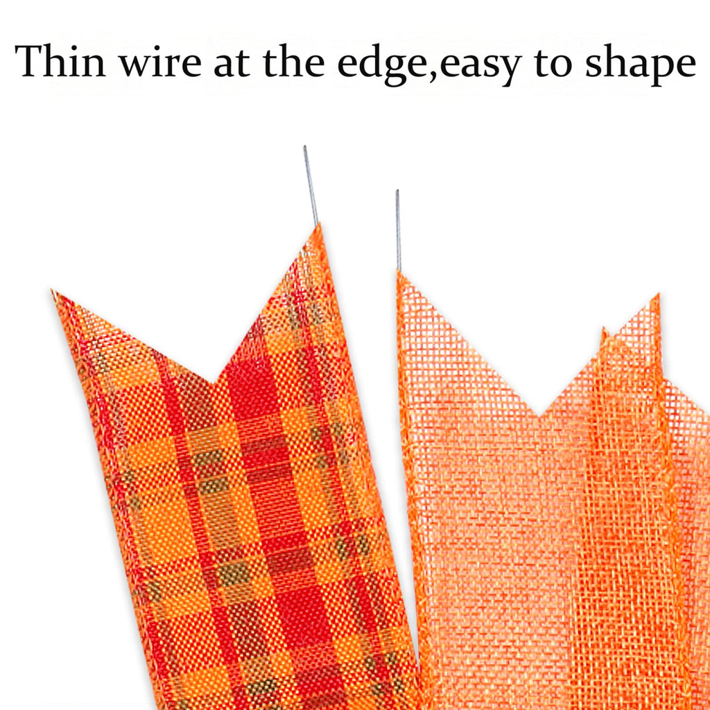2 Pack Fall Bows For Wreaths Decorations For Home, Halloween Tree Topper Bow, Thanksgiving Bow With Orange Buffalo Plaid Burlap