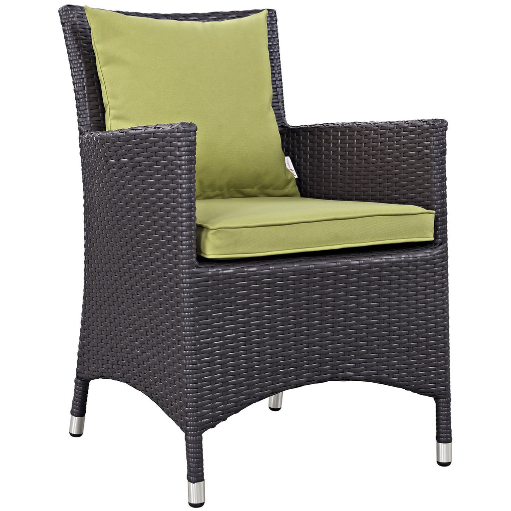 Modway P 4 Piece Set Convene Wicker Rattan Outdoor Patio, Four Dining Armchairs, Peridot