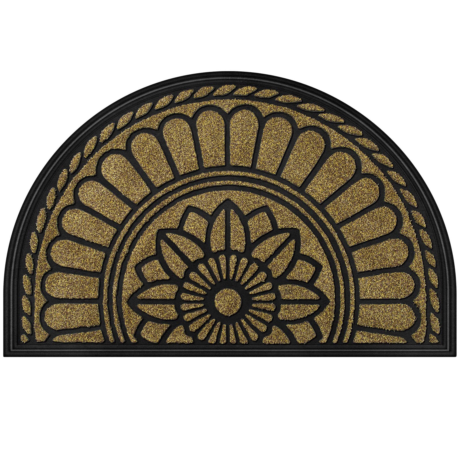 Mibao Half Round Door Mat, Non-Slip Welcome Entrance Way Mat, Durable Rubber Door Mats, Low-Profile Heavy Duty Doormat, Half Cir