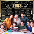 Eiurteao 21St Birthday Decorations Back In 2003 Banner Backdrop For Men Women, Black Gold Happy 21St Birthday Sign Poster Party