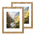 iRahmen 16x20 Frame Set of 2, Display Pictures 11x14 with Mat or 16 x 20 Without Mat, Wall Gallery Photo/Poster Frames, Rustic B