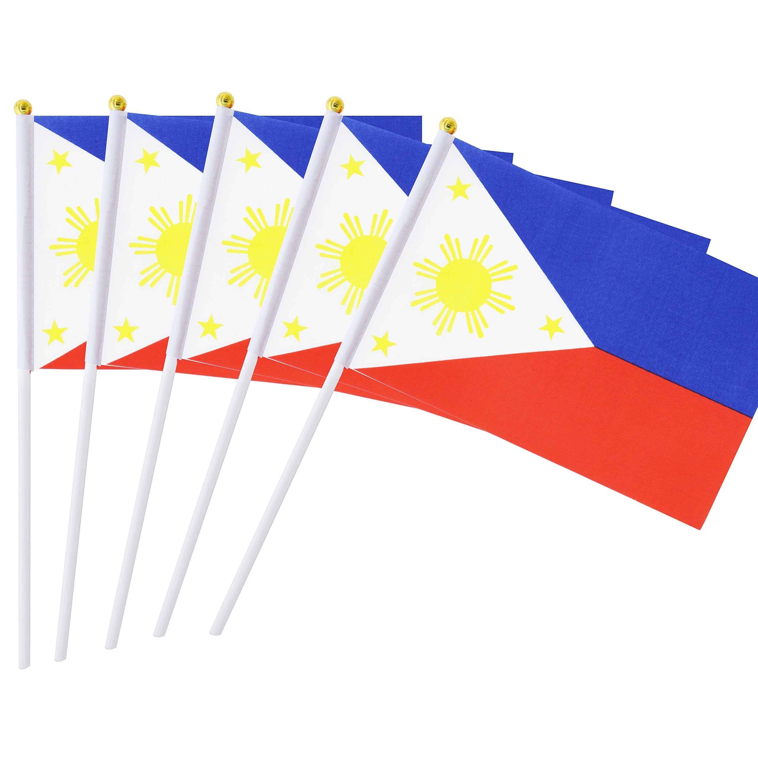 25 Pack Hand Held Small Mini Flag Philippines Flag Filipino Flag Stick Flag Round Top National Country Flags,Party Decorations S