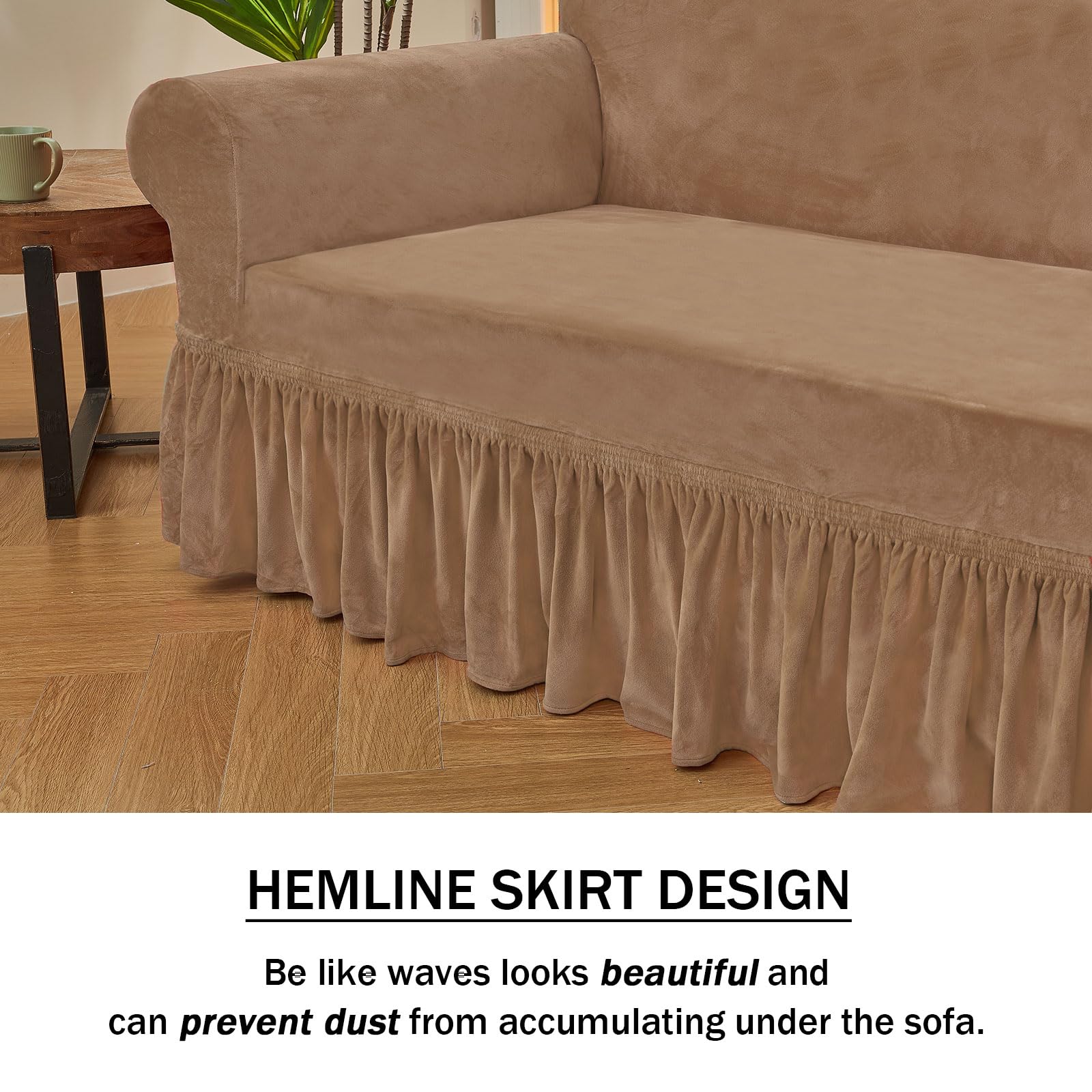 Niceec Armchair Cover Super Soft 1-Piece Bright Coffee Armchair Slipcover Stretch Universal Spandex Couch Covers For Living Room Easy Fit Washable Furniture Sofa Protector With Skirt