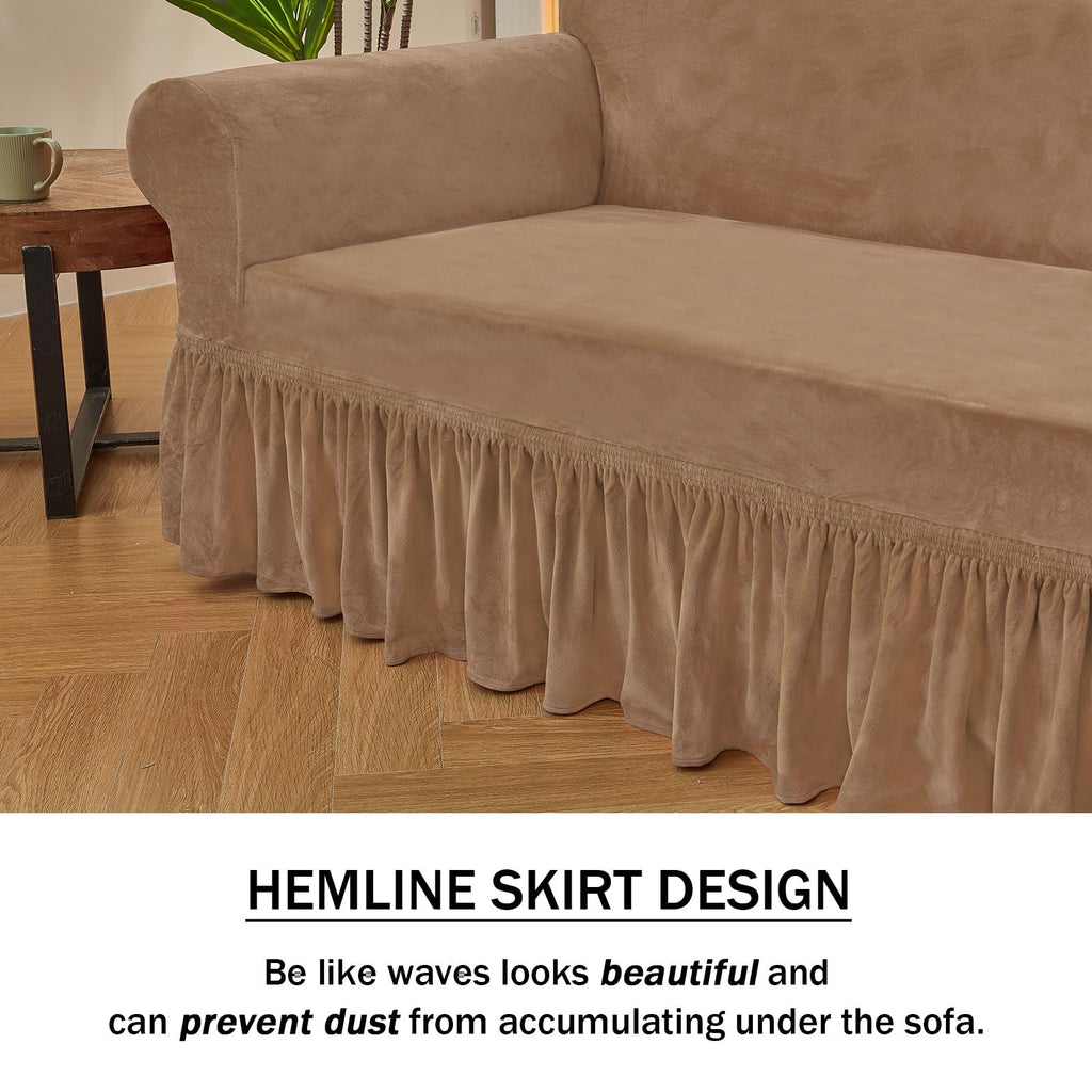 Niceec Armchair Cover Super Soft 1-Piece Bright Coffee Armchair Slipcover Stretch Universal Spandex Couch Covers For Living Room Easy Fit Washable Furniture Sofa Protector With Skirt