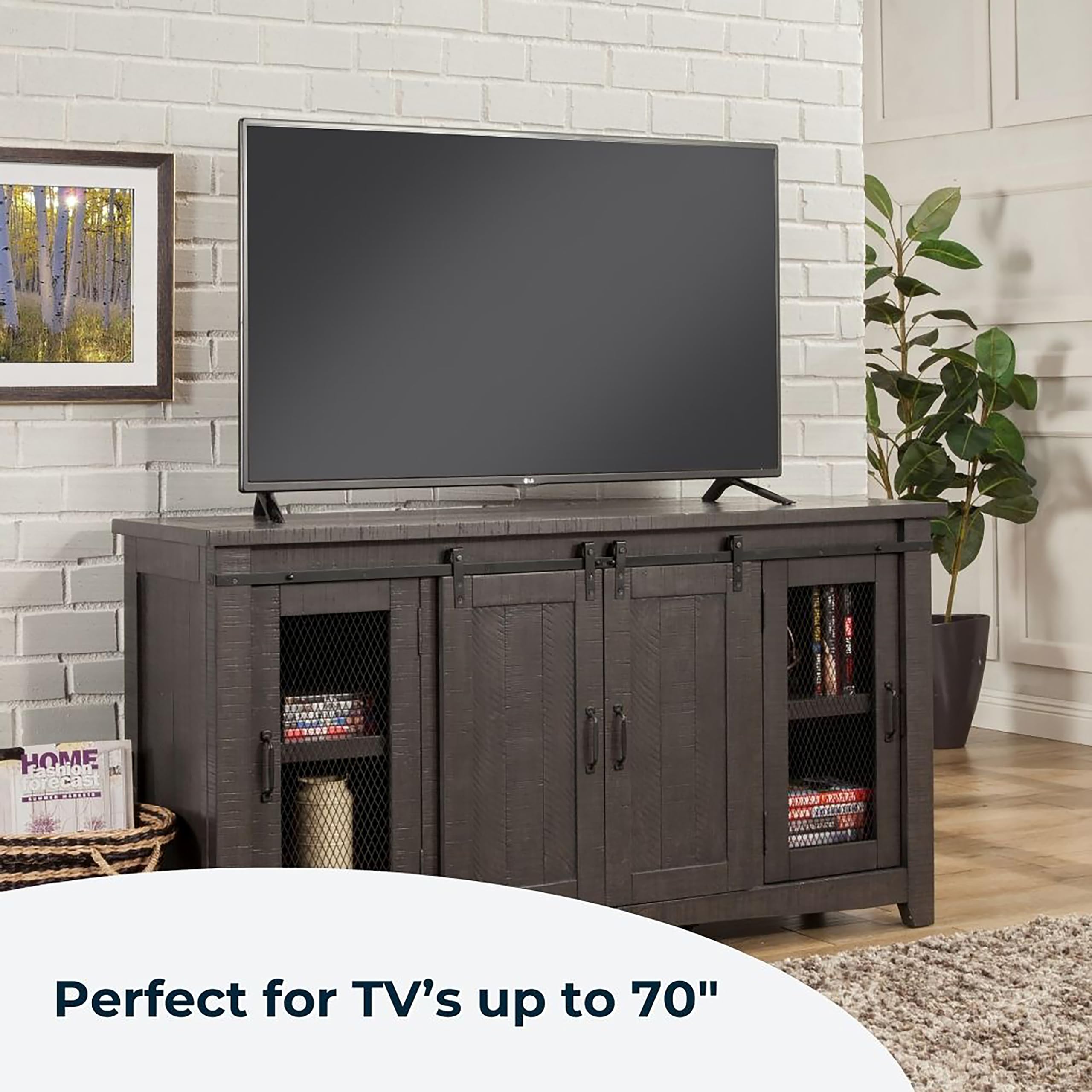 Martin Svensson Home Sierra 65&quot; Solid Wood Tv Stand, Grey