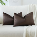 Otostar Velvet Soft Solid Decorative Throw Pillow Covers 12 X 20 Inch Pillow Covers Lumbar Cushion Case Couch Pillowcases For Sofa Bed Home Decor Pack Of 2 (Chocolate Brown)