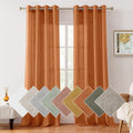 Homeideas Orange Linen Sheer Curtains 84 Inches Long 2 Panels Textured Semi Sheer Curtains Farmhouse Curtains Sheer Privacy Wind