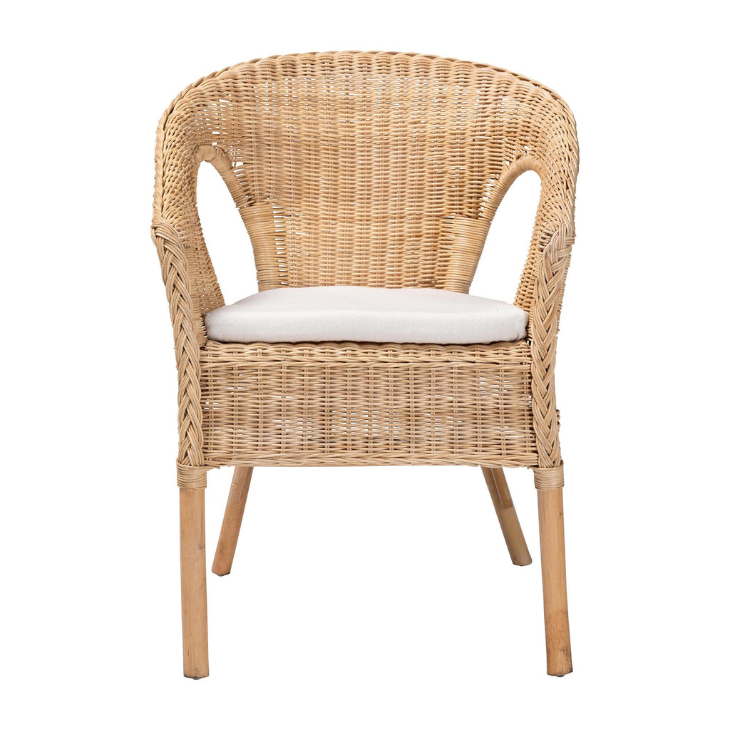 bali & pari Modern Bohemian Natural Rattan Dining Chair - Stylish & Eco-Friendly, Natural Color, Perfect for Home Decor