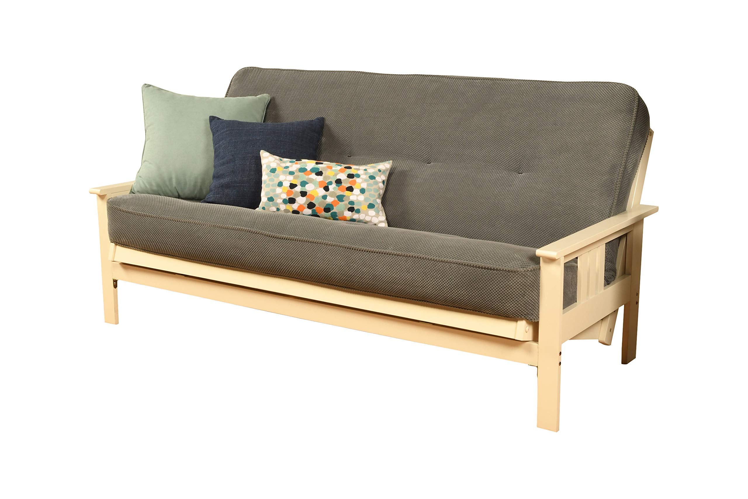 Kodiak Furniture Monterey Futon Set, No Drawers, With Antique White Base And Marmont Thunder Mattress