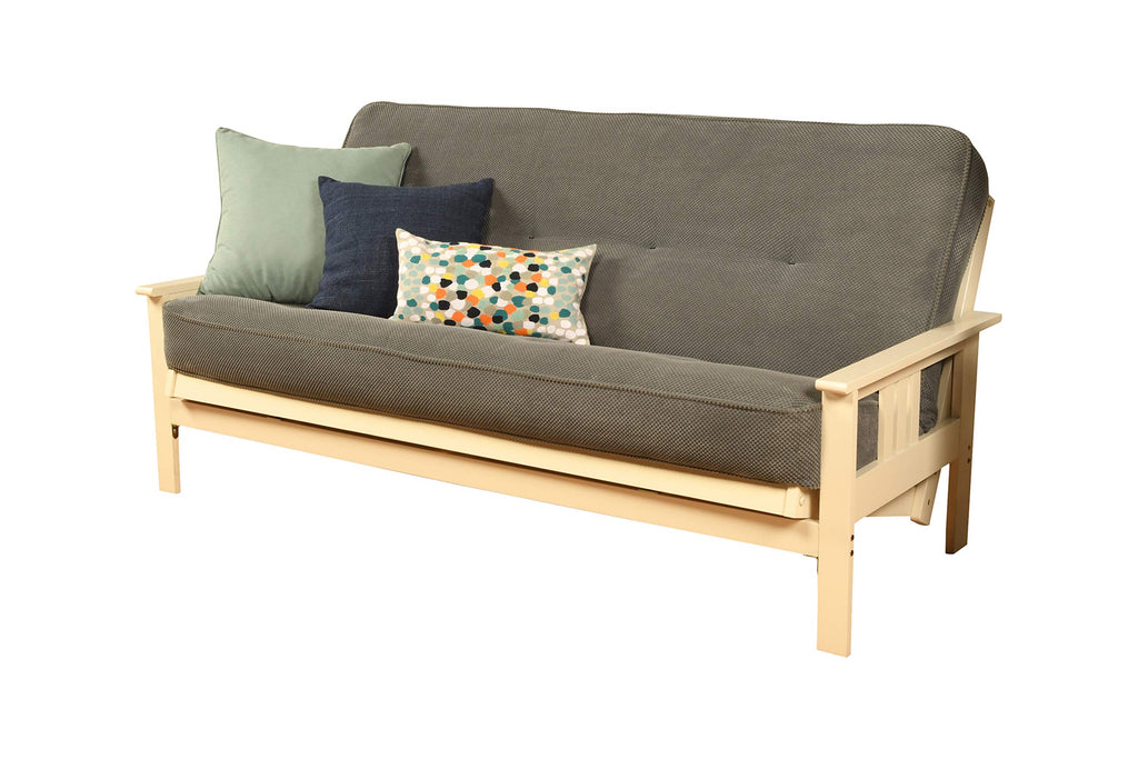 Kodiak Furniture Monterey Futon Set, No Drawers, With Antique White Base And Marmont Thunder Mattress