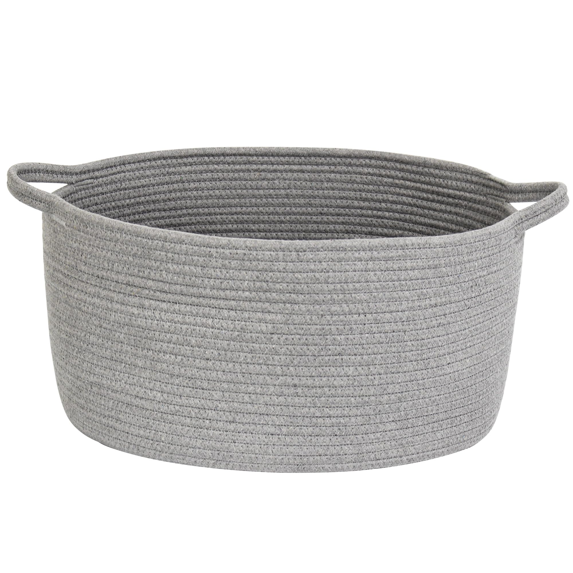MEGASKET Black Woven Storage Basket, 17x12x8 Cotton Rope Baskets for Organizing Dog Toy, Gift, Book, Towel, Cloth, Shoe, Decorat