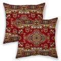 Betginy Boho Pillow Covers 18X18, Red Brown Ethnic Design Outdoor Decorative Throw Pillows For Couch, Carpet Pattern Decor Cushi