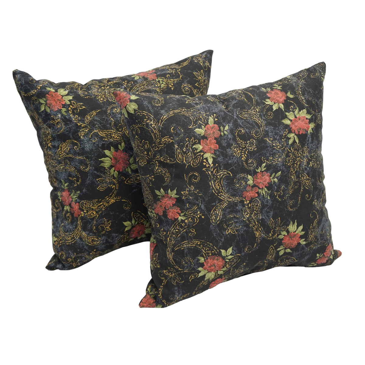 Blazing Needles Printed Throw Pillow, 17&quot;, Midnight Rosebud 2 Count