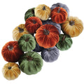 Winlyn 16 Pcs Assorted Small Faux Rustic Harvest Velvet Pumpkins Decorative Rust Orange Gold Olive Gray Fabric Pumpkins Foam Pum