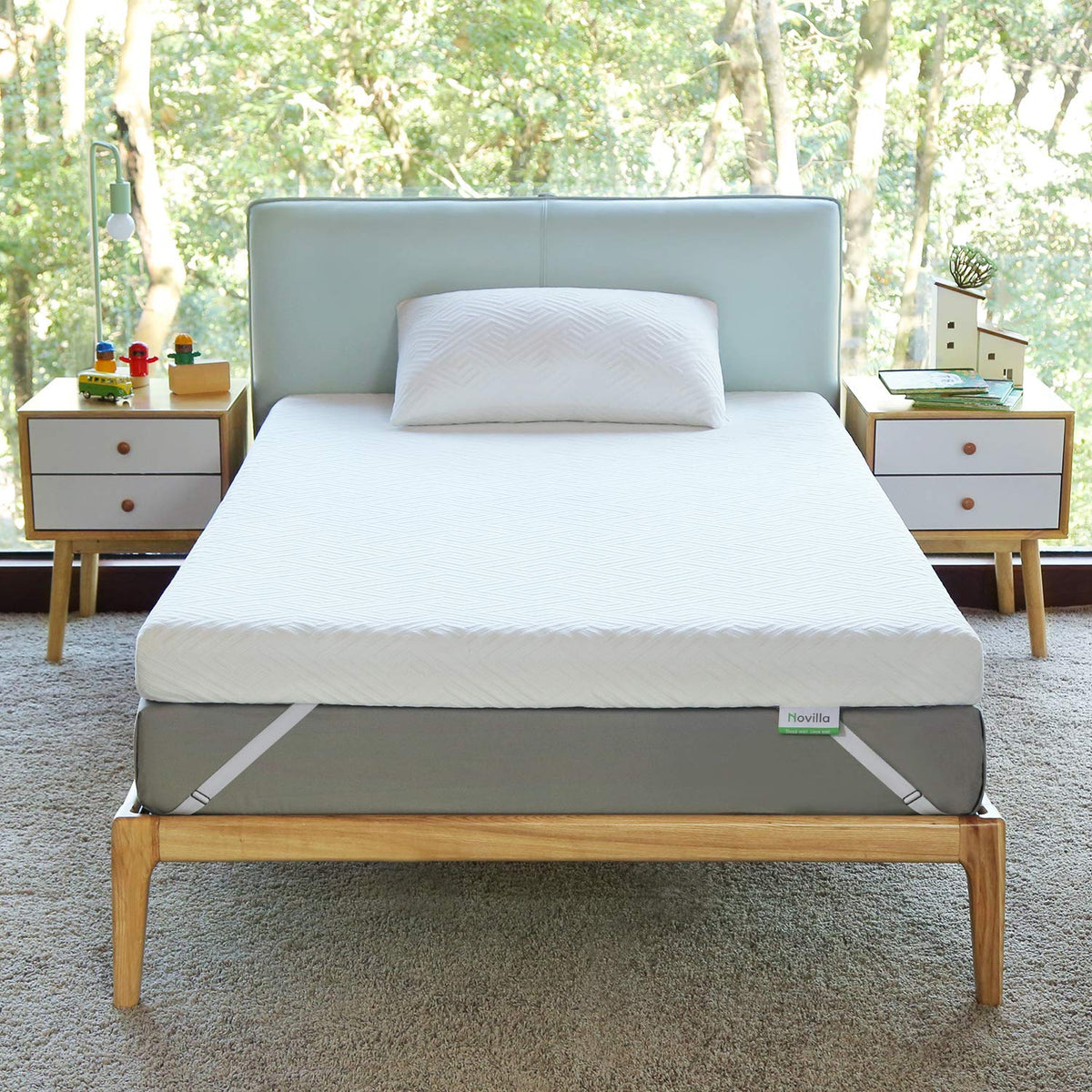 Novilla 4 Inch Foam Mattress Topper Twin, Medium Firm Memory Foam Mattress Topper, Gel & Bamboo Charcoal Infused For Motion Isol