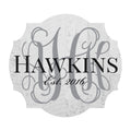 Personalized Printed Wood Family Name Sign Vine Monogram 18x20
