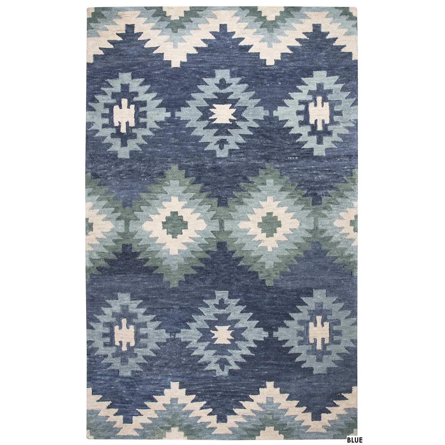 Rizzy Home Alora Decor Napoli 9' X 12' Southwestern Motifs Blue/Ivory Hand-Tufted Area Rug