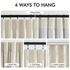 Miulee Tan Beige Pinch Pleated 100% Blackout Linen Curtains For Bedroom, Room Darkening Light Blocking Window Curtains 63 Inches