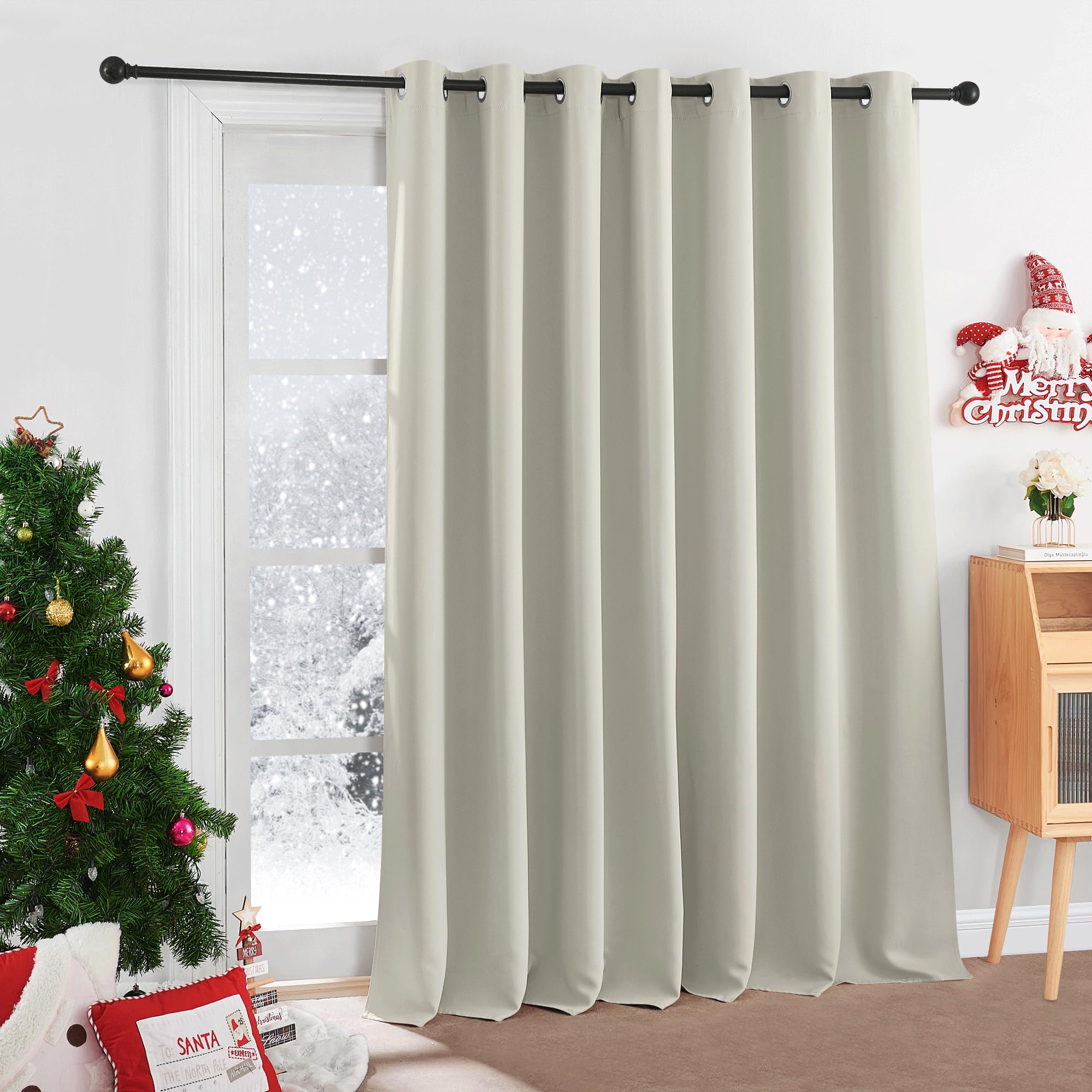 Ryb Home Blackout Curtains - Light Block Extra Wide Curtain For Sliding Door Window Outdoor Indoor Privacy Curtains For Living R