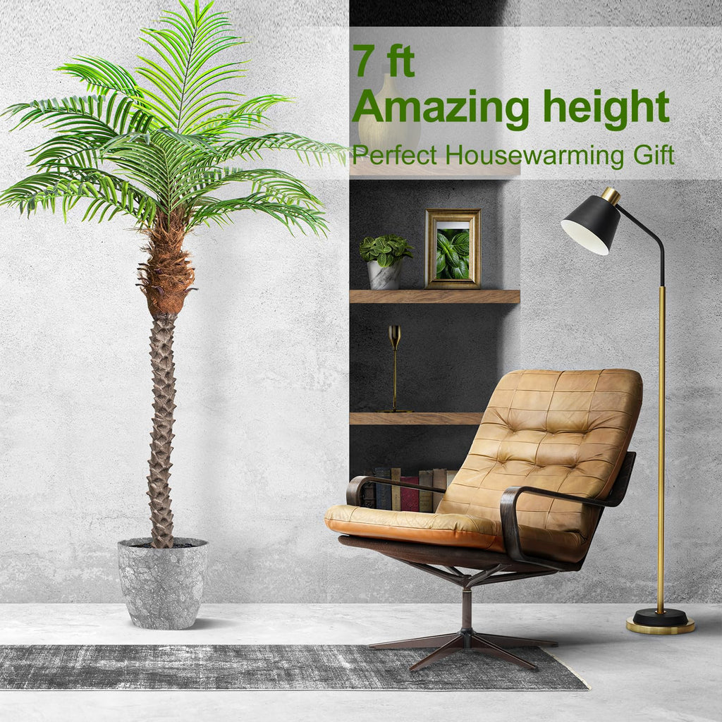 Keeplush 7Ft Tall Artificial Phoenix Palm Tree For Outdoor Indoor Decor, Large Faux Coconut Silk Palm Tree Tropical Fake Tree Pe
