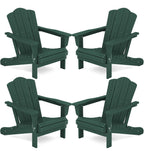Kingyes Folding Adirondack Chair Set Of 4, Hdpe All-Weather Folding Adirondack Chair, Green