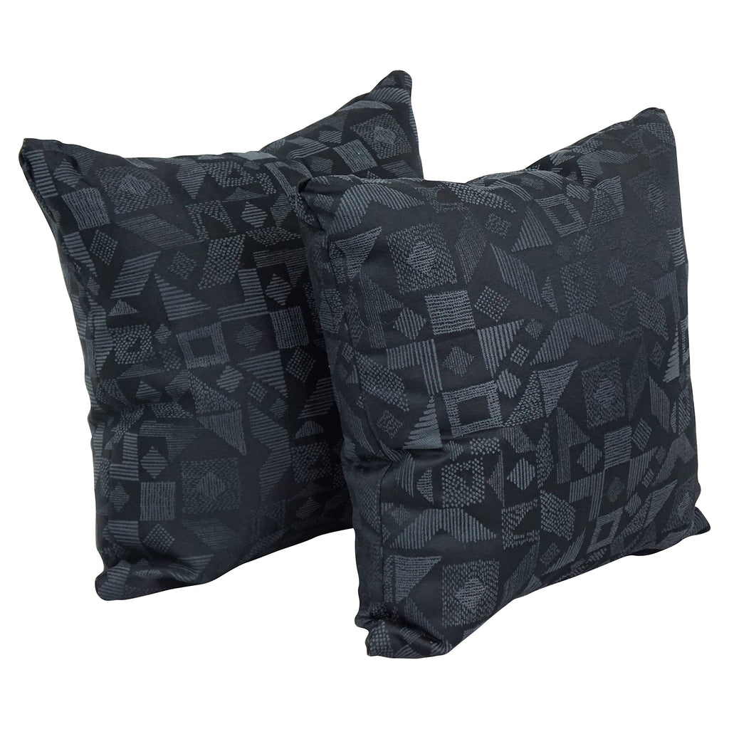 Blazing Needles Square Polyester Jacquard Throw Pillows, 17", Nina Jet 2 Count