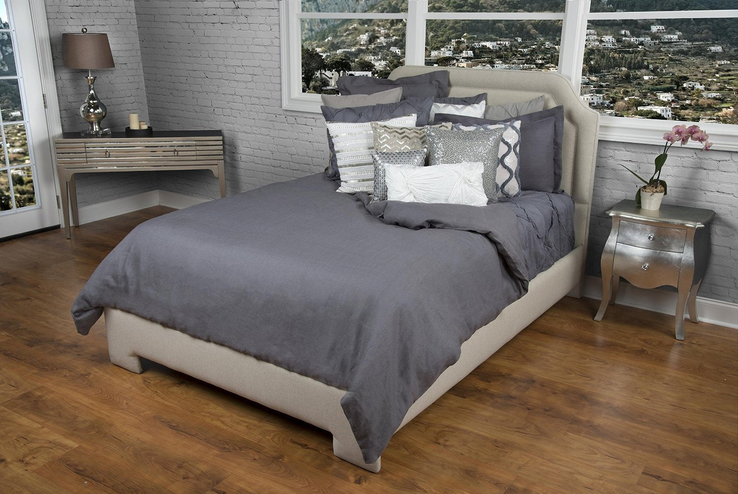 Rizzy Home | BT1726 | Duvet | 90&quot;x92&quot; Gray/Neutral/ Solid