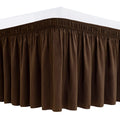 Biscaynebay Wrap Around Bed Skirts For Queen Beds 11' Short Drop, Brown Adjustable Elastic Dust Ruffles Easy Fit Wrinkle Resist