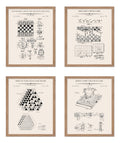 Poster Master 4-Piece Chess And Checkers Game Blueprint Poster - Convertible Chess And Checkers Game Patent Print - Technical Dr