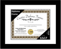 Creative Picture Frames 12x17 Classic Black Diploma Frame with White Mat Glass Easel and Installed Wall Hangers | Frame Holds 16