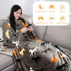 Catalonia Wearable Blanket with Sleeves and Pocket, Fleece, Taupe Horse, One Size