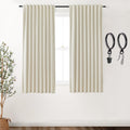 63 Inch Curtains Drapes 63 Inches Long 2 Panel Set 100% Blackout For Living Room Bay Window,Thermal Lined Light Blocking Insulat