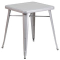 Flash Furniture Prince Commercial Grade 23.75" Square Silver Metal Indoor-Outdoor Table