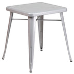 Flash Furniture Prince Commercial Grade 23.75" Square Silver Metal Indoor-Outdoor Table