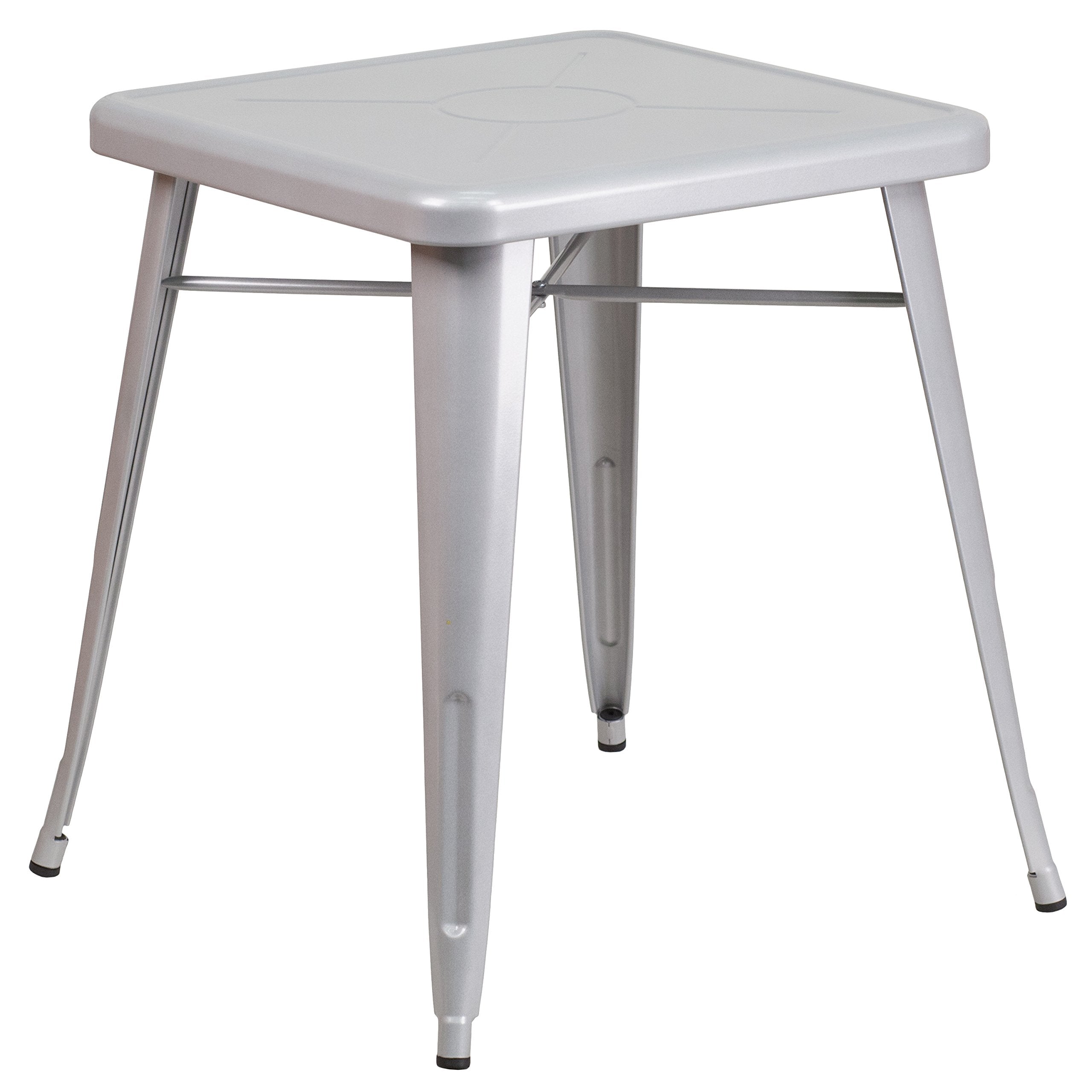 Flash Furniture Prince Commercial Grade 23.75" Square Silver Metal Indoor-Outdoor Table