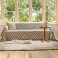 Vclife Beige Gray Herringbone Couch Cover Modern Simple Style Geometric Jacquard Sofa Slipcover For 3-4 Cushion Couch Sofa, 1 Pi