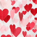 Galentines Party-Decoration Valentines Heart Garland - 40ft Red Pink Hanging Paper Streamers, Proposal Anniversary Romantic Birt