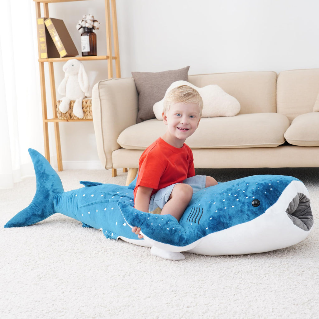 Mukouxun 48Inch Whale Shark Stuffed Animal Giant Whale Shark Plush Pillow Toy Realistic Big Whale Shark Stuffed Animals Plush Hu
