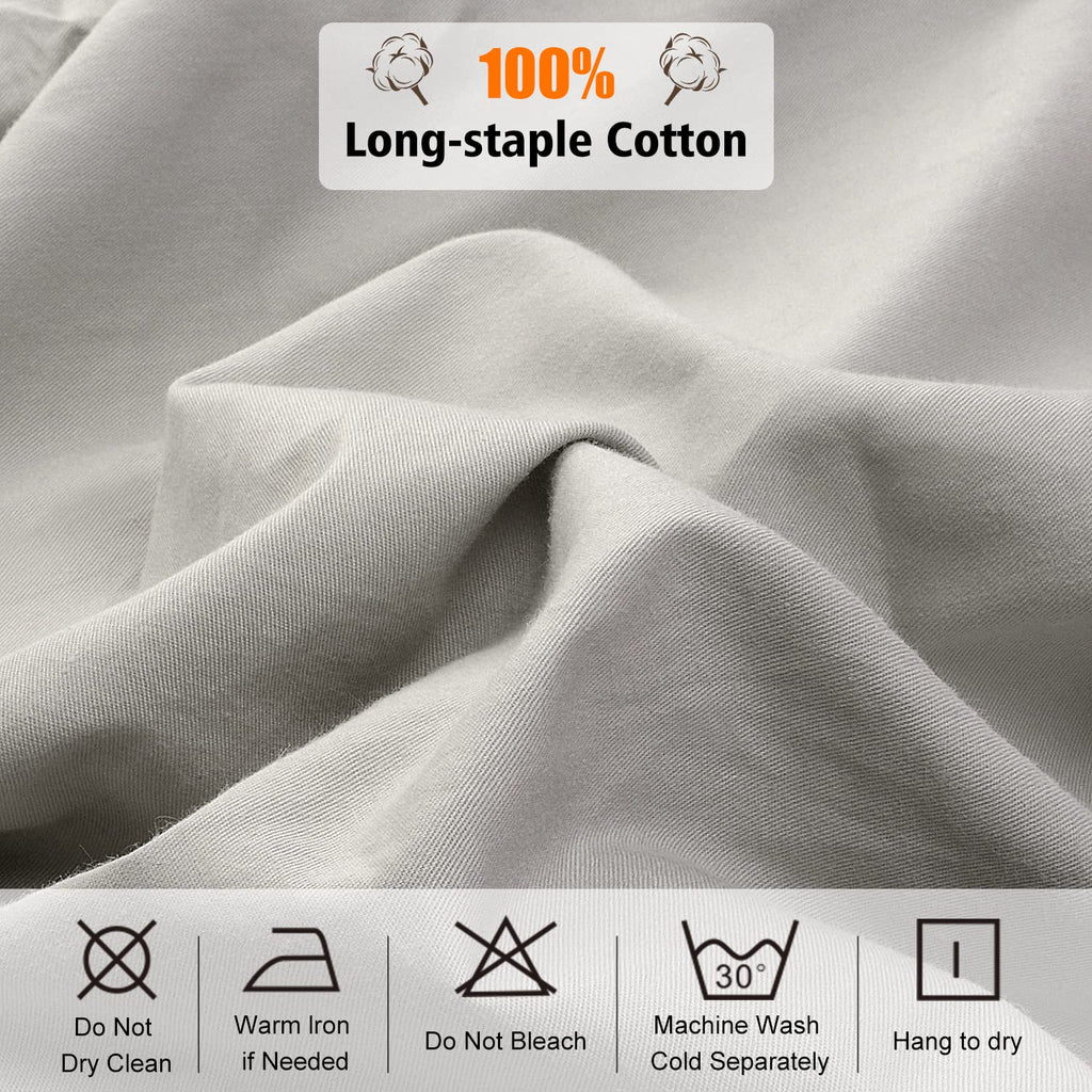 Lirex Fitted Sheet, King Size 100% Cotton 300 Thread Count Soft Breathable Fitted Sheet, Grey