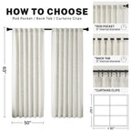 Natural Living Room Linen Textured Curtains 63 Inch Length 2 Panels Cream Farmhouse Boho Back Tab Light Filtering Semi Transpare