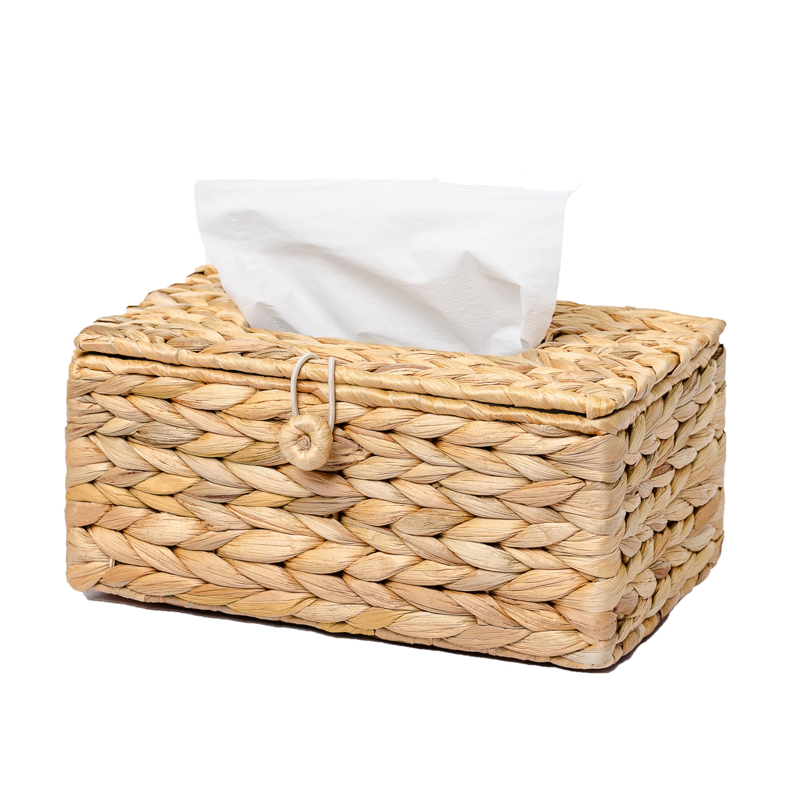 MINHKUST Tissue Box Holder with Flip-Open Top, Tissue Box Cover Rectangular, Rattan Wicker Rectangle Tissues Box Cover, Boho Dec